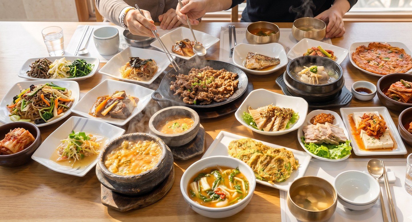 Korean feast table